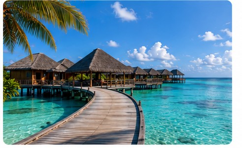 Overwater bungalows at a tropical resort